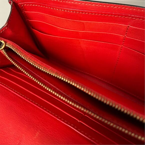 Celine Women's Red Leather Wallet Credit Card Holder - Picture 5 of 9